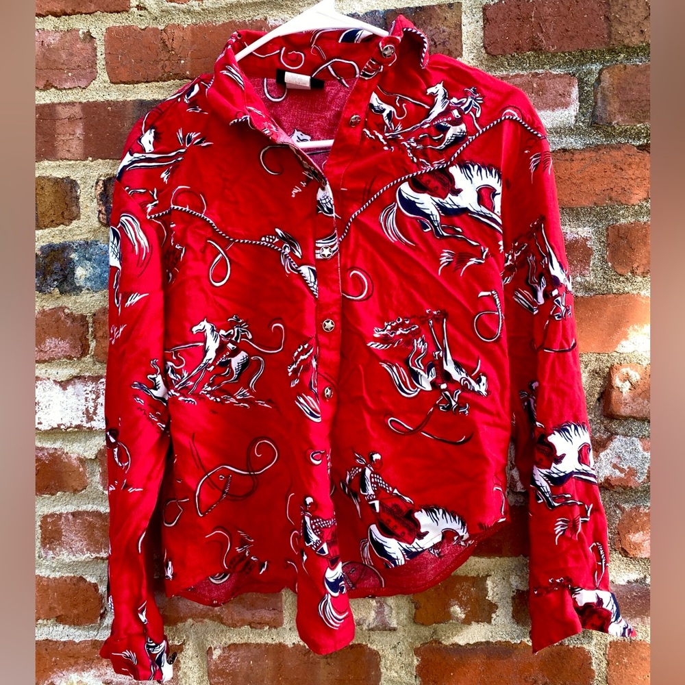 Roughrider Red cowboy pattern button up